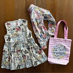Bundle May Gibbs Floral Sleeveless Summer Dress Swimsuit Bag Girl’s Size 3T